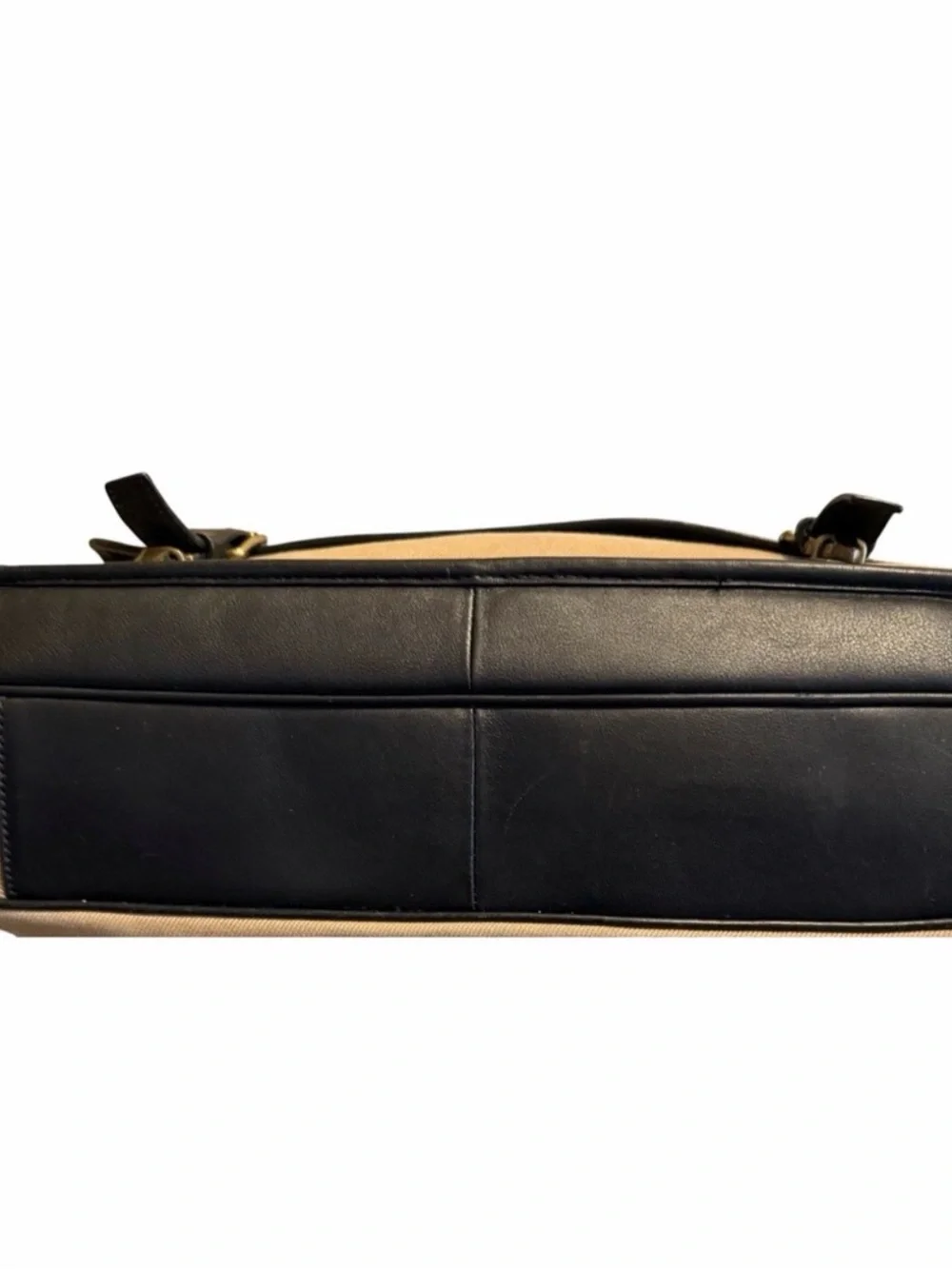 Coach Men’s Tan and Black Briefcase with Gold Accents